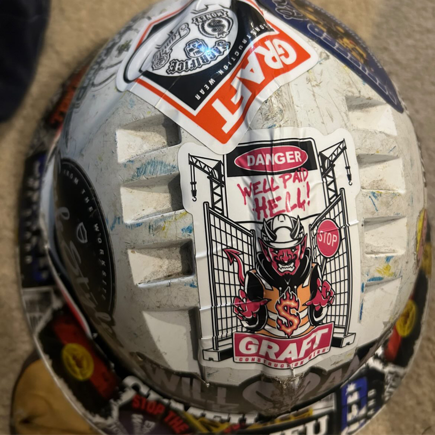 WELL PAID HELL HARD HAT STICKER