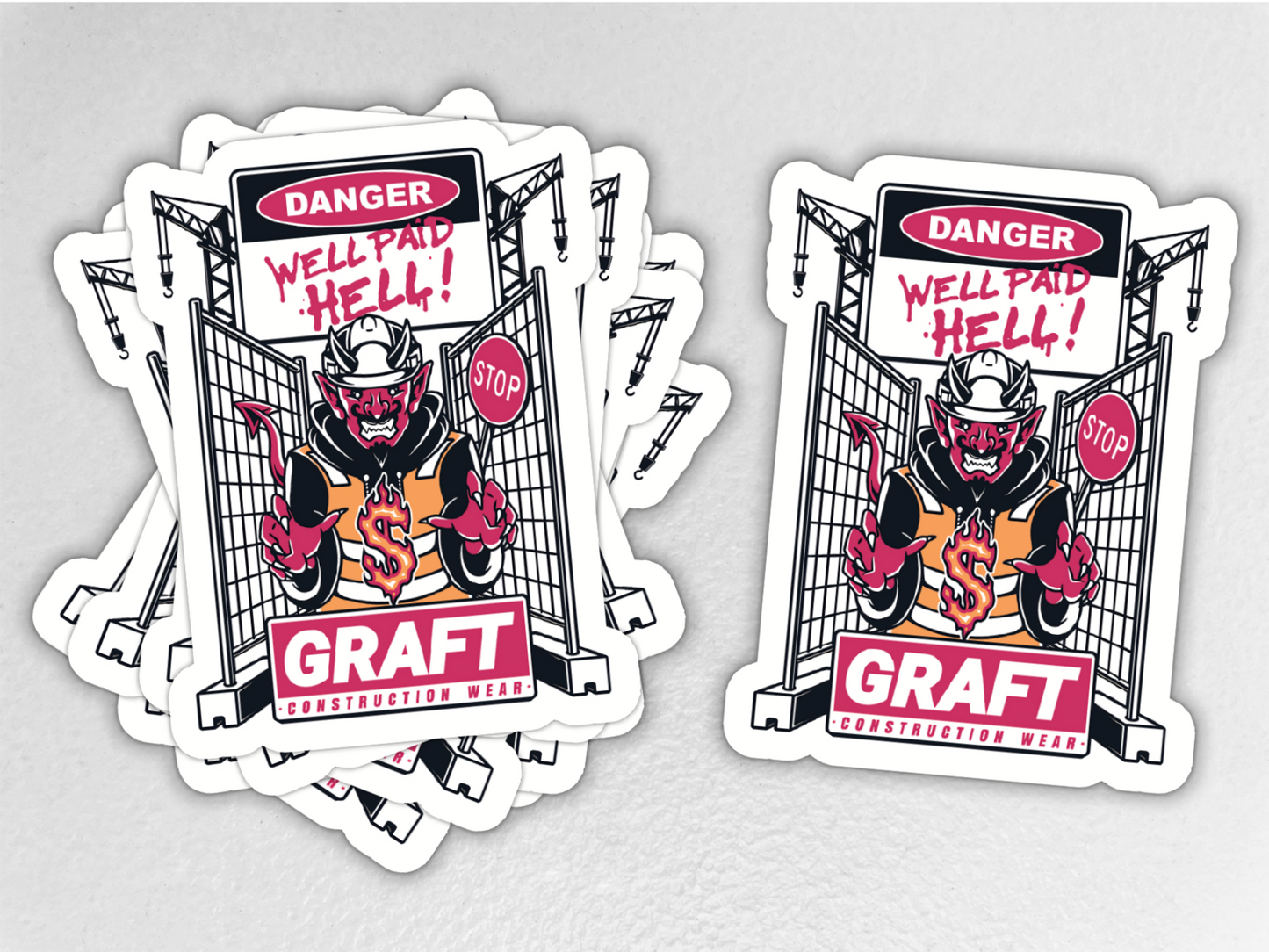 WELL PAID HELL HARD HAT STICKER