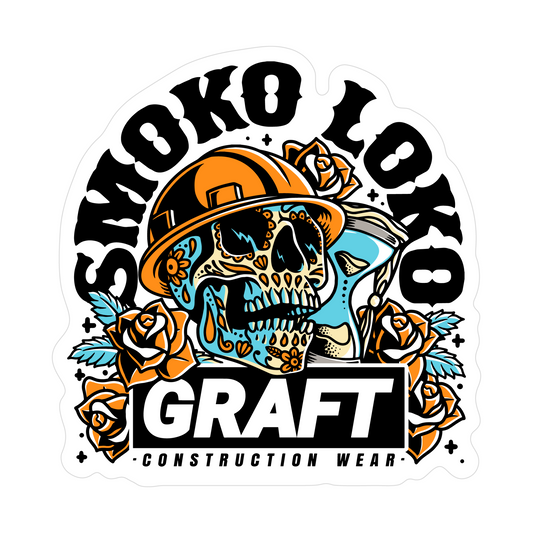 SMOKO LOKO SKULL Hard Hat Sticker