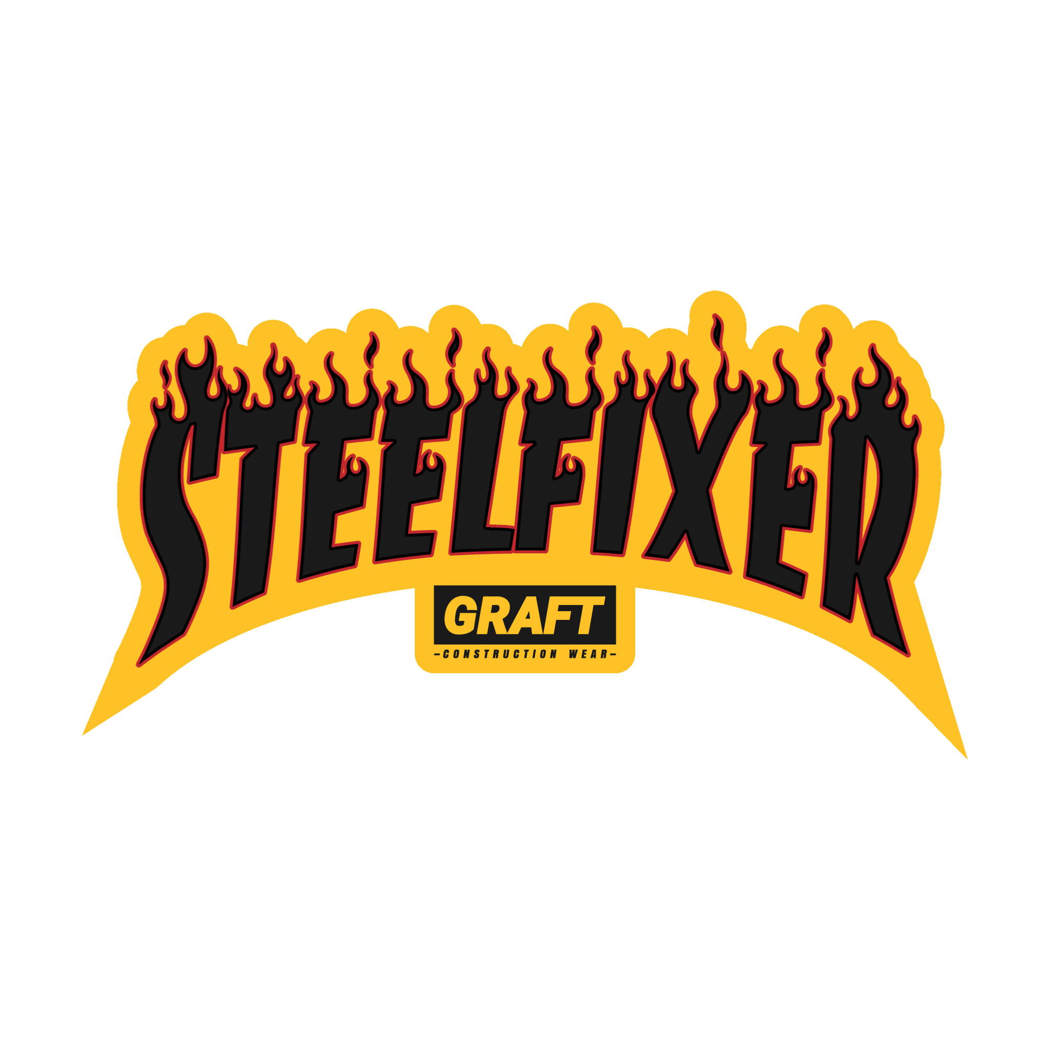 Fixer Sticker STEEL FIXER - Flame Series Hard Hat Sticker – Graft Wear