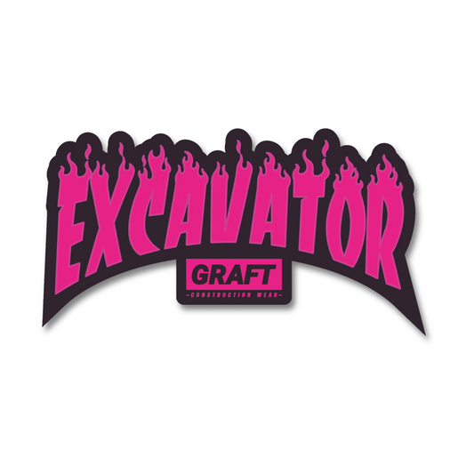 EXCAVATOR - Flame Series Hard Hat Sticker