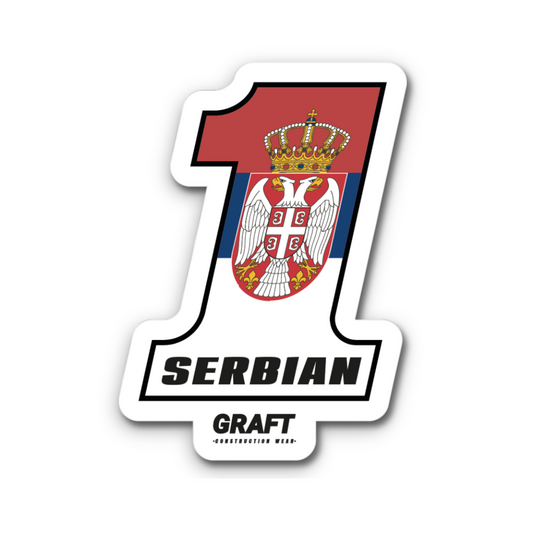 #1 Serbian Hard Hat Sticker