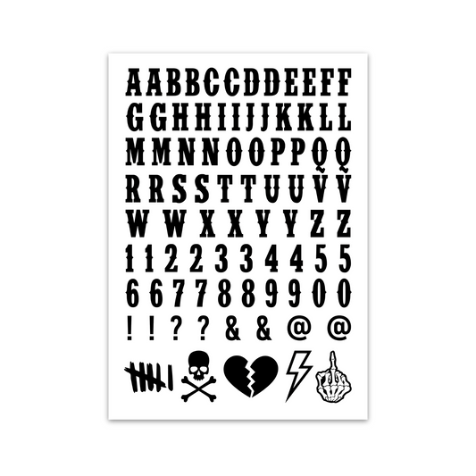 Alphabet A4 Hard Hat Sticker Sheet