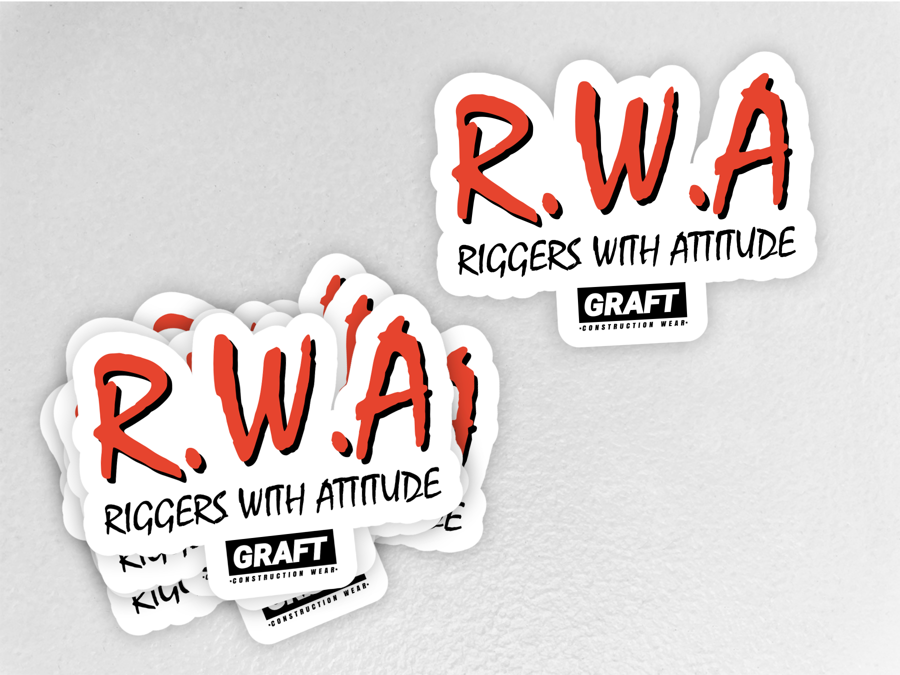 Riggers With Attitude R.W.A Hard Hat Sticker – Graft Wear