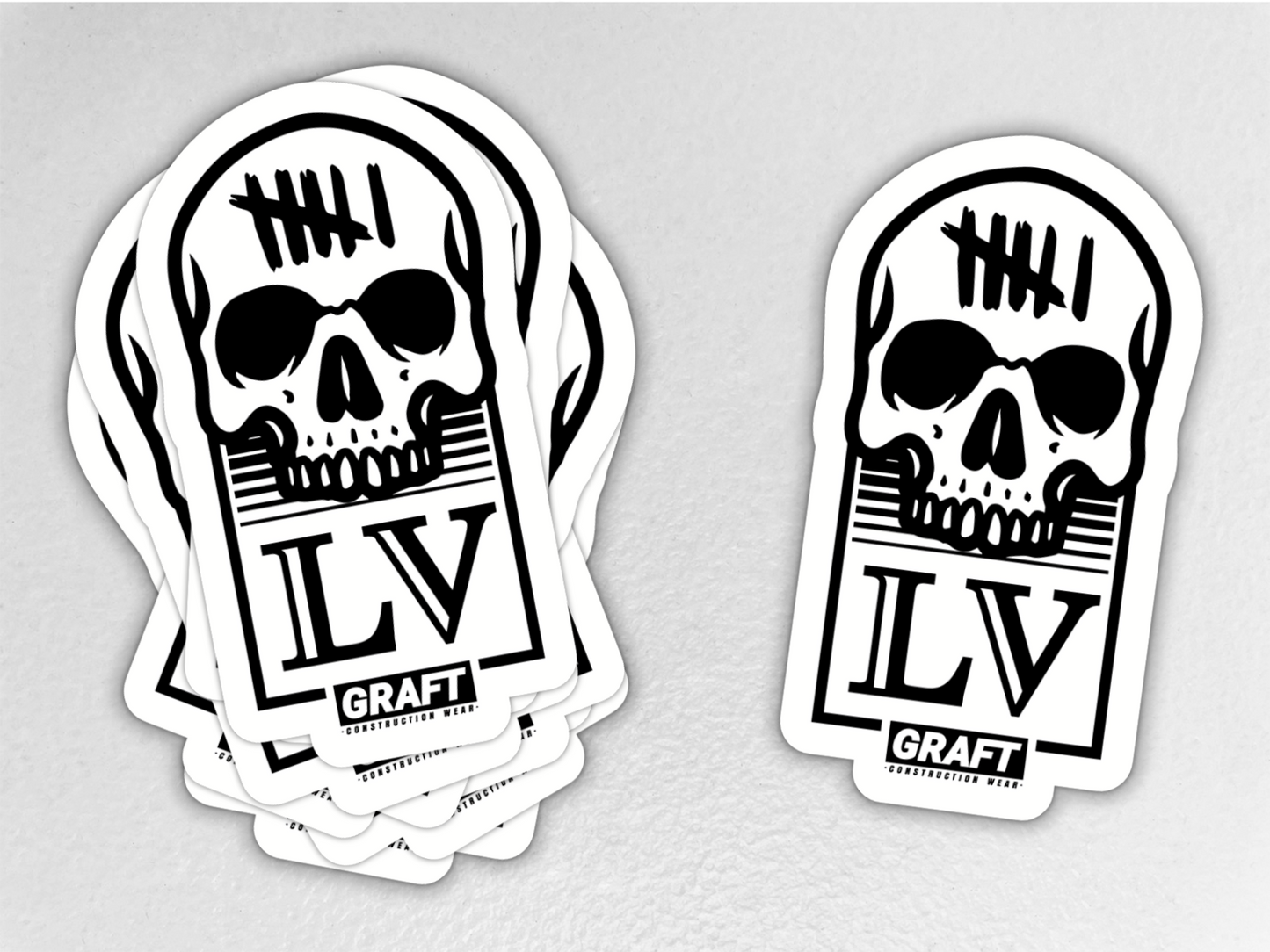 6 DAYS X 55 HRS SKULL HARD HAT STICKER