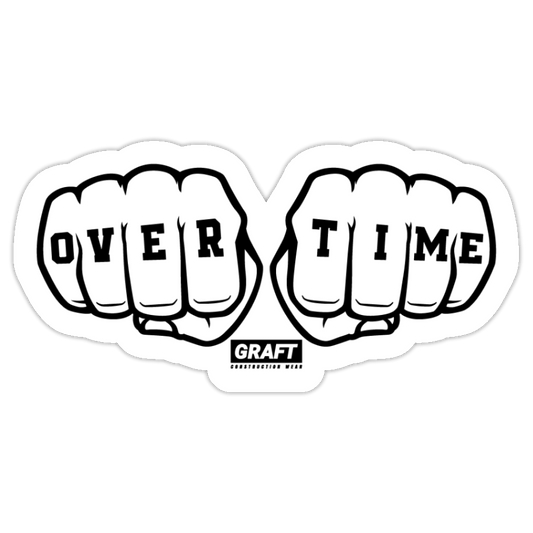 OVER TIME HARD HAT STICKER